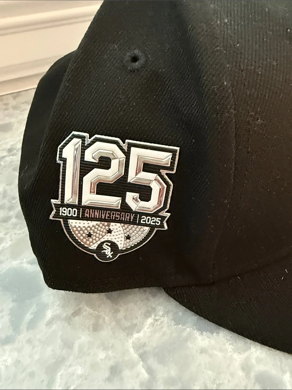 New Era White Sox 59 Fifty Black & White Fitted Baseball Cap 125 Anniversary
